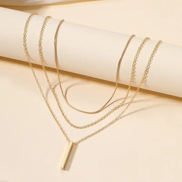 14K Gold filled pendant bar lariat necklace - Picture 5 of 5